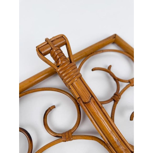 Italian Mid-Century Modern Bamboo Wall Coat Rack, 1950s–1960s We are pleased to offer this highly decorative Italian Mid-...