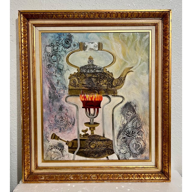 Eliezer Weishoff (Israeli, 20th century) Still life of kettle (Russian samovar) over a warmer, 1973 Acrylic or oil on...