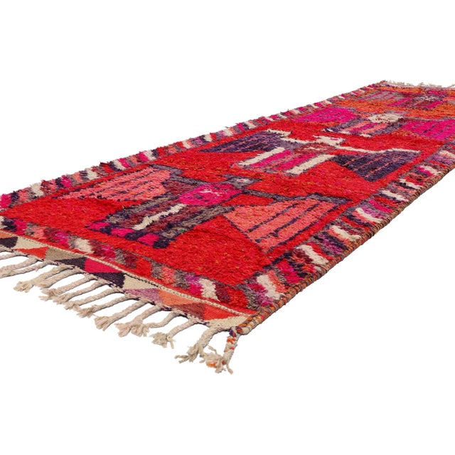 53888 Vintage Red Kurdish Eagle Pictorial Rug Runner, 03'04 x 11'04. Kurdish eagle pictorial rugs are traditional...