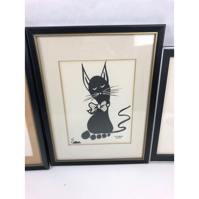 Vintage Mid Century modern Footprints by Fko Framed Wall Art Clown Cat Native - Set of 4 For Sale In Buffalo - Image 6 of 10