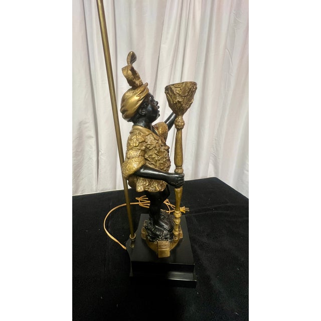 Mid 20th Century Mid 20th Century Maitland-Smith Egyptian Style Figural Sculpture Bronze Lamp For Sale - Image 5 of 17