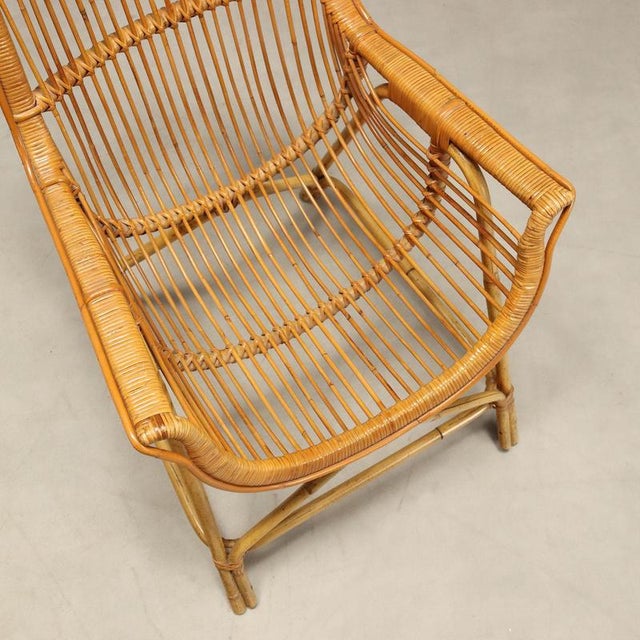 Wood Rattan and Bamboo Armchairs, 1970s For Sale - Image 7 of 9