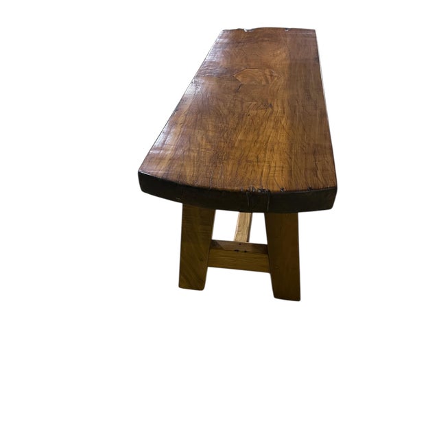 Vintage Hand Crafted Solid Wood Dining Table With Two Benches For Sale - Image 9 of 12