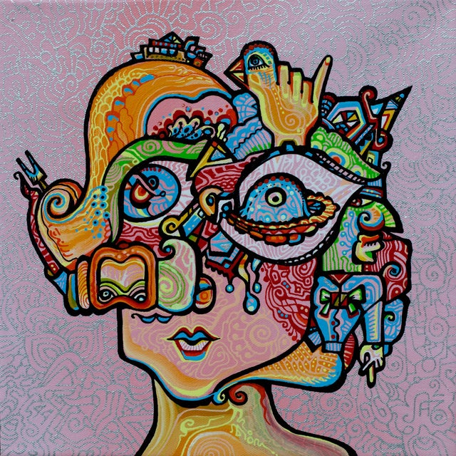 This is a one-of-a-kind original cubist painting by San Diego artist, Alexander Arshansky. Its dimensions are 12" x 12" x...