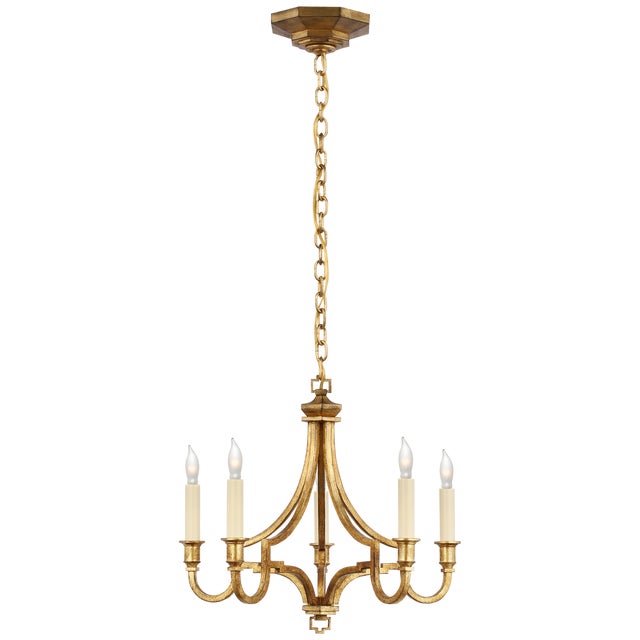 Visual Comfort Chapman & Myers for Visual Comfort Signature Mykonos Small Chandelier in Gilded Iron For Sale - Image 4 of 8
