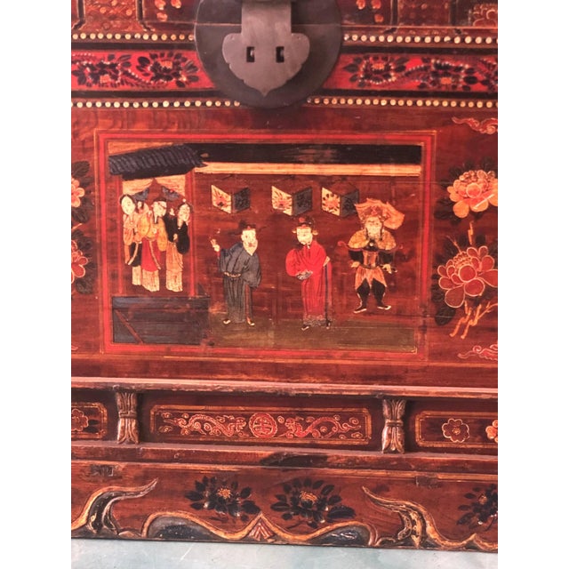 1940s Hand Painted Asian Trunk For Sale In Los Angeles - Image 6 of 10
