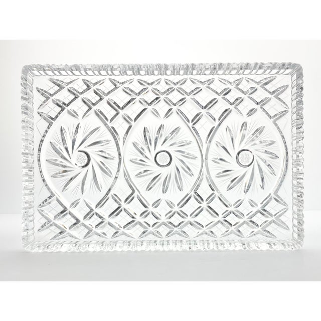 Vintage American Pinwheel Heavy Cut Crystal Large Vanity Dresser Tray 11 3/4” Excellent condition. No chips, cracks, or...