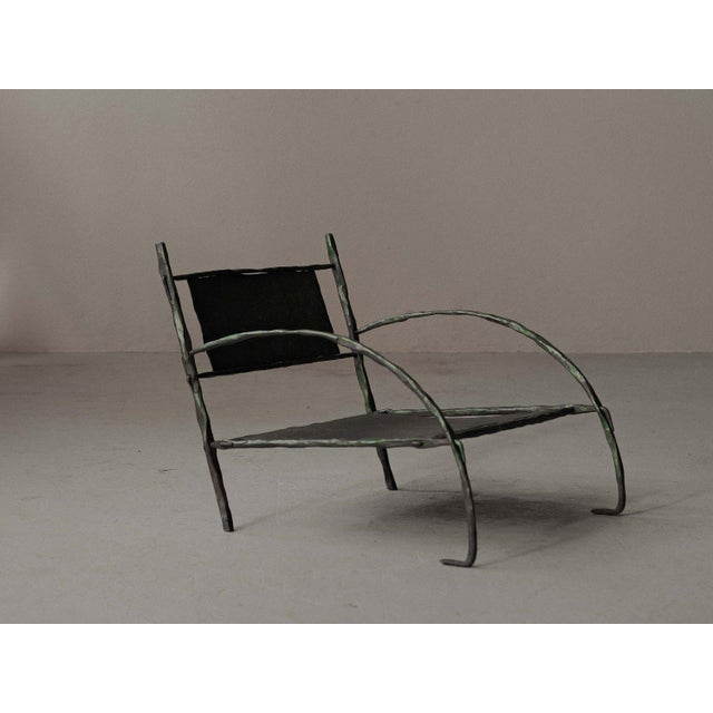 Handcrafted Hammered Wrought Iron Lounge Chair, France, 1960s For Sale - Image 10 of 18