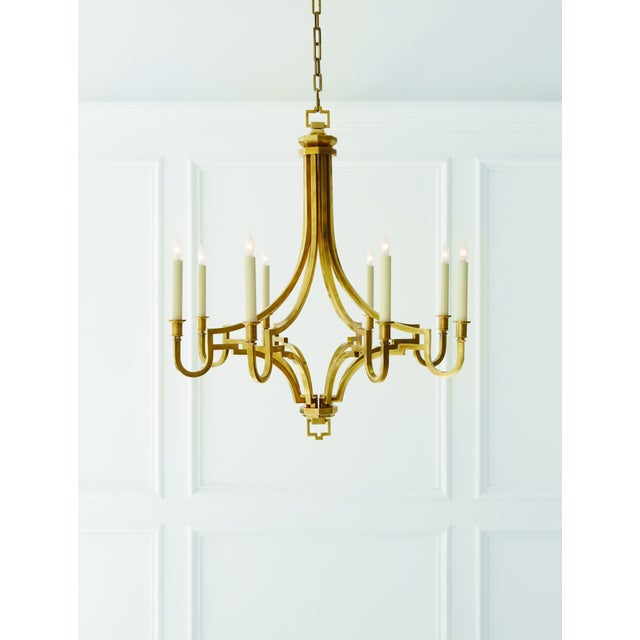 Modern Chapman & Myers for Visual Comfort Signature Mykonos Medium Chandelier in Antique-Burnished Brass For Sale - Image 3 of 4
