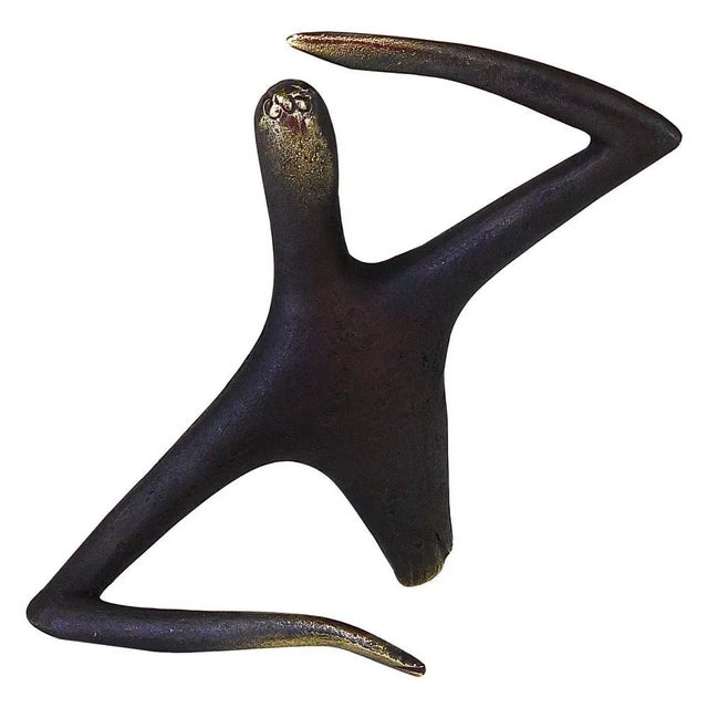 Gold Optimist Pessimist Handcrafted Brass Sculpture attributed to Carl Auböck, 2020 For Sale - Image 8 of 8