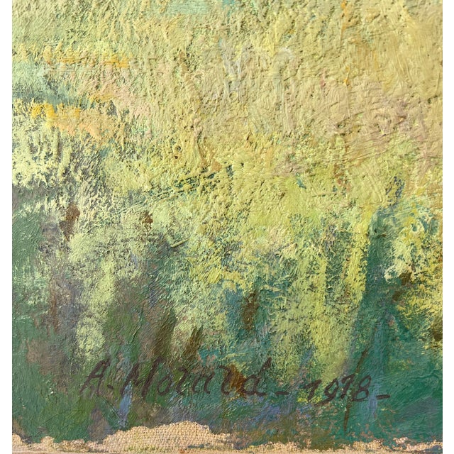 Modern Arthur Morard, Paysage de campagne avec vue sur le Jura Suisse, 1978, Oil on Canvas For Sale - Image 3 of 11