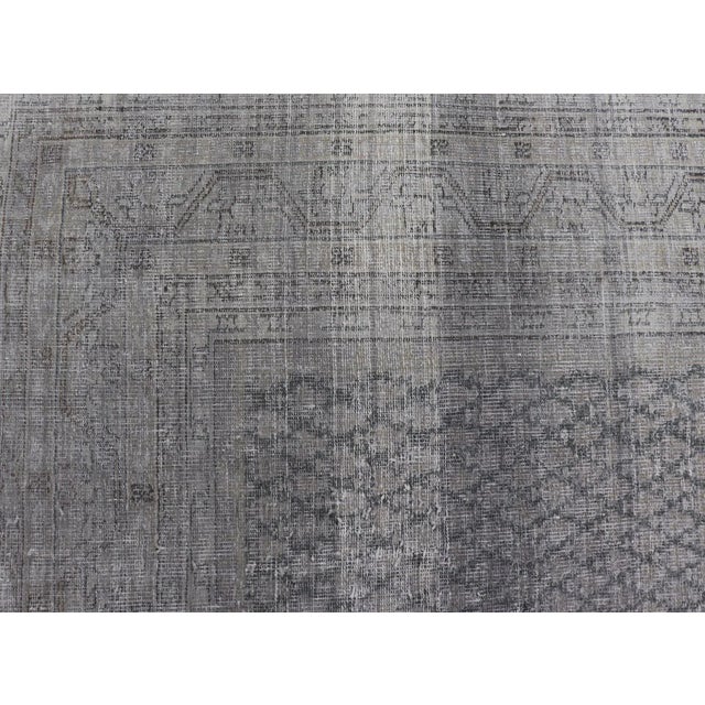 Distressed Persian Antique Tabriz Carpet With Muted Floral Design in Light Gray For Sale In Atlanta - Image 6 of 11
