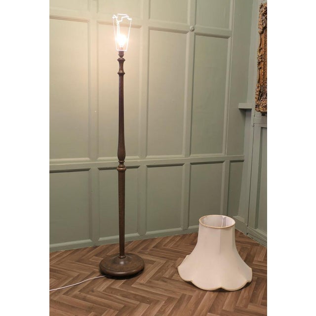 Tall Oak Floor Lamp, 1930 For Sale - Image 6 of 7