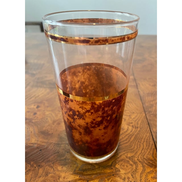 Tortoise High Ball Glasses & Brass Caddy For Sale - Image 9 of 10