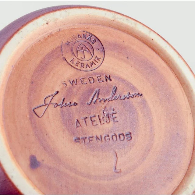 Ceramic Brownish Glazed Stoneware Vase by John Andersson for Höganäs, 1970s For Sale - Image 7 of 8