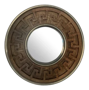 Greek Key Wooden Mirror Metal Trim