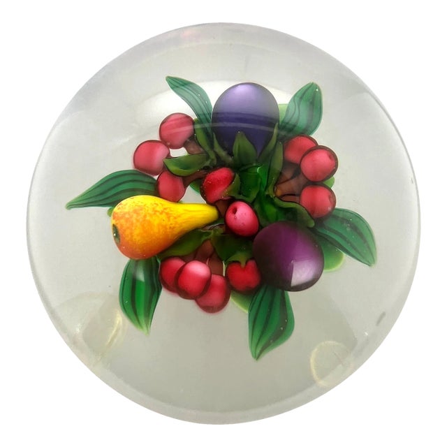 Ken Rosenthal 1995 Lampwork Fruit Glass Paperweight For Sale