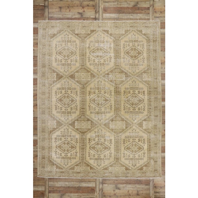 Tan Antique Persian Turkaman Rug - 09'09 X 12'04 For Sale - Image 8 of 9