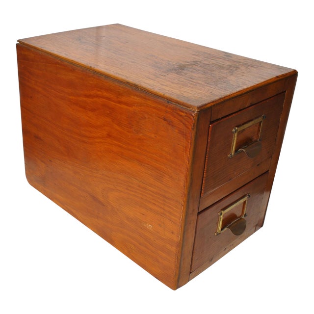 1960s Industrial 2 Drawer Table Top Wooden Card File Chairish