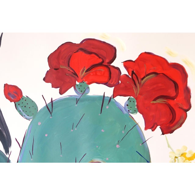 Prickly Pear Cactus, Illustration Style Diptych, Desert Landscape, Large Diptych, Original Painting on Watercolor Paper by Romina Milano For Sale In Miami - Image 6 of 10