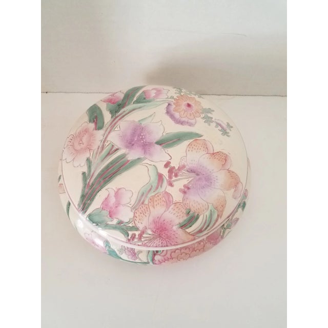 Vintage blank porcelain hand painted Chinese export covered bowl marked, The stunning decorative bowl is not for food. Use...