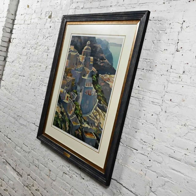 Vintage Howard Behrens Limited Edition Original Large Scale Hand Signed Hillside at Fira Serigraph #246 For Sale - Image 6 of 13