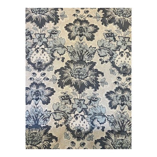 2 Yards Suzanne Tucker Monique Denim Fabric in Linen For Sale