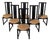 Set of Six BiF Postmodern Black Lacquer Dining Chairs, 1980s For Sale