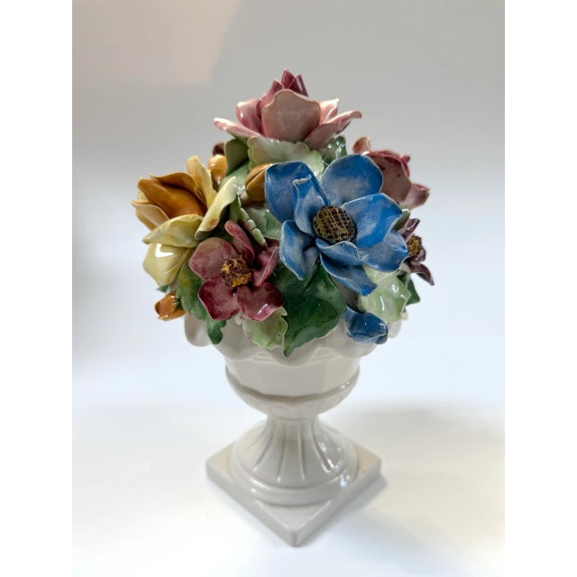 Mid 20th Century Vintage Italian Capodimonte Style Majolica Lidded Urn With Colorful Roses For Sale - Image 5 of 12