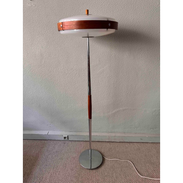 Phase Eclipse S Dimmable Floor Lamp in Chrome & Wood by Luis Pérez De La Oliva for Fase, 1966 For Sale - Image 12 of 16