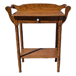 Antique Oak Washstand With Drawer, Shelf and Towel Rail, 19th Century For Sale