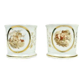 Early 20th Century Antique Victorian Gold Shaving Mug Cup Germany - a Pair For Sale