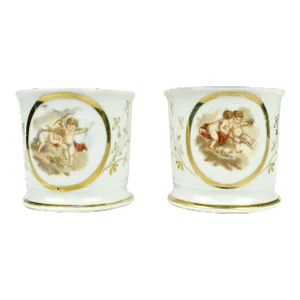 Early 20th Century Antique Victorian Gold Shaving Mug Cup Germany - a Pair