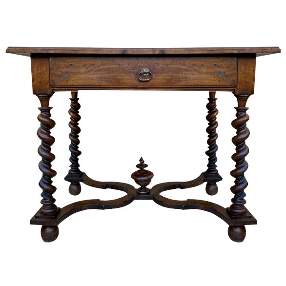 Early 19th Century French Walnut Desk with Drawer, 1890s For Sale
