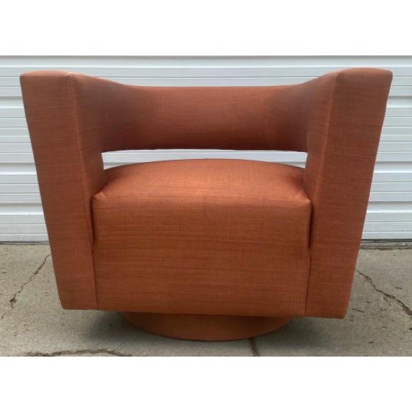 Contemporary Orange Keyhole Swivel Tub Chair For Sale - Image 9 of 9