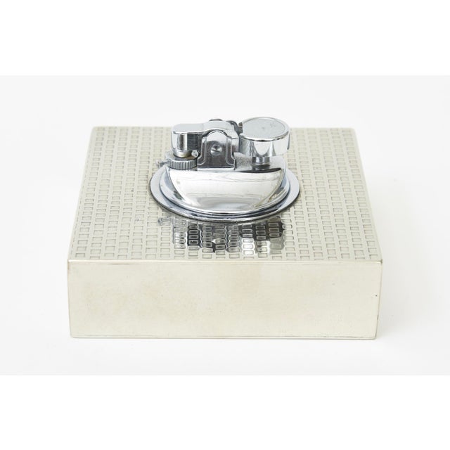 Vintage Italian Embossed Silver-Plate Desk Set Bowl, Box and Lighter For Sale - Image 9 of 12