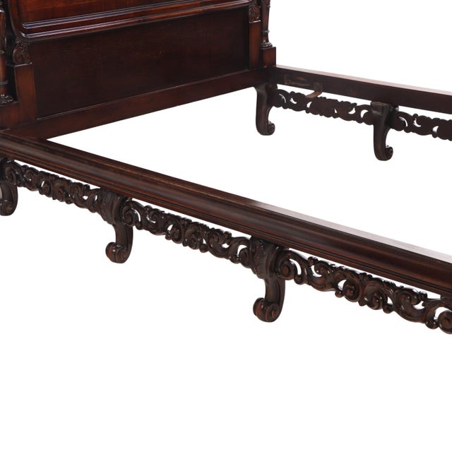 Beaux-Arts Carved Walnut Marriage Bed, C. 1890 For Sale - Image 3 of 8