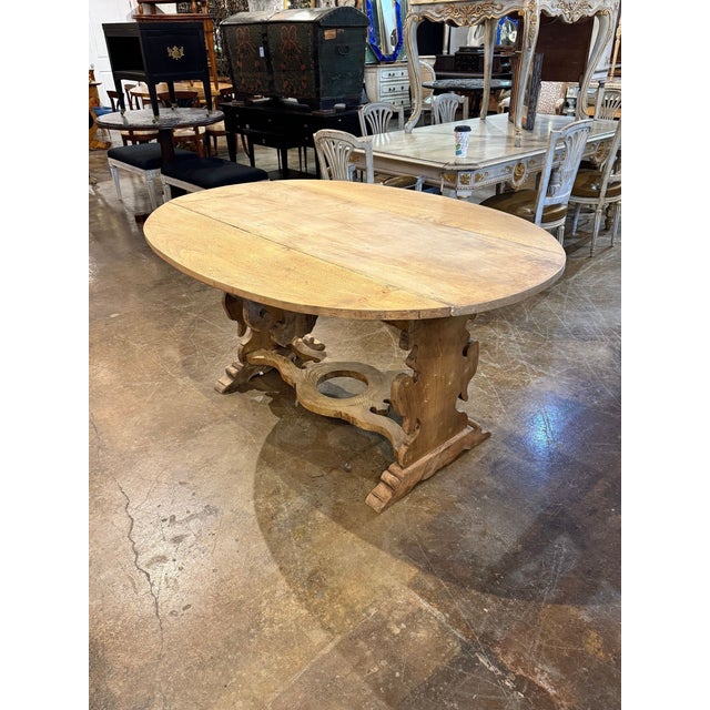 Traditional 19th C. Italian Bleached Walnut Drop Leaf Table For Sale - Image 3 of 7