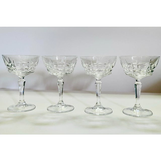 Contemporary Late 20th Century Cristal D’Arques “Chateaudun”Champagne Glasses- Set of 4 For Sale - Image 3 of 10