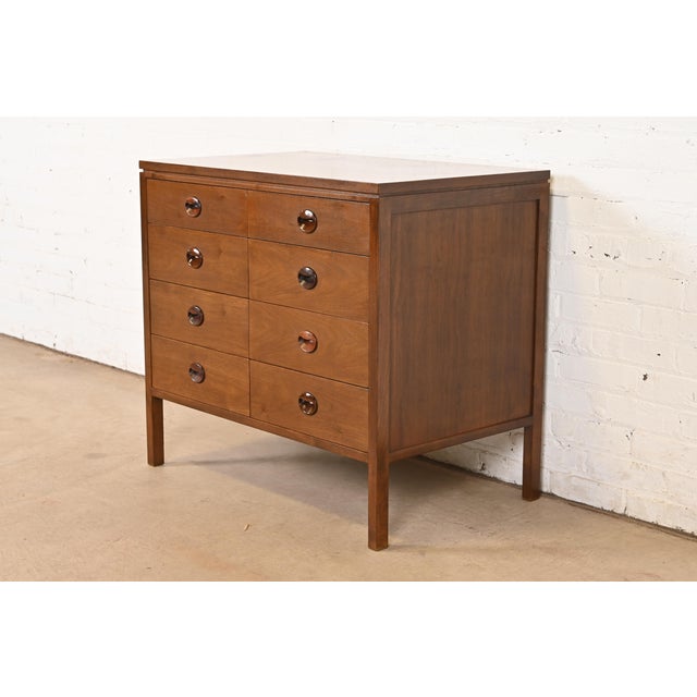 Mid-Century Modern Edward Wormley for Dunbar Mid-Century Modern Walnut and Rosewood Eight-Drawer Chest, Circa 1960s For Sale - Image 3 of 10
