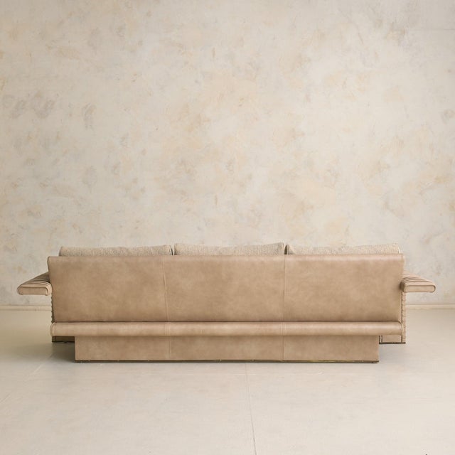 Rare Italian Leather 3-Seat Sofa by Marzio Cecchi, 1970s For Sale - Image 4 of 12