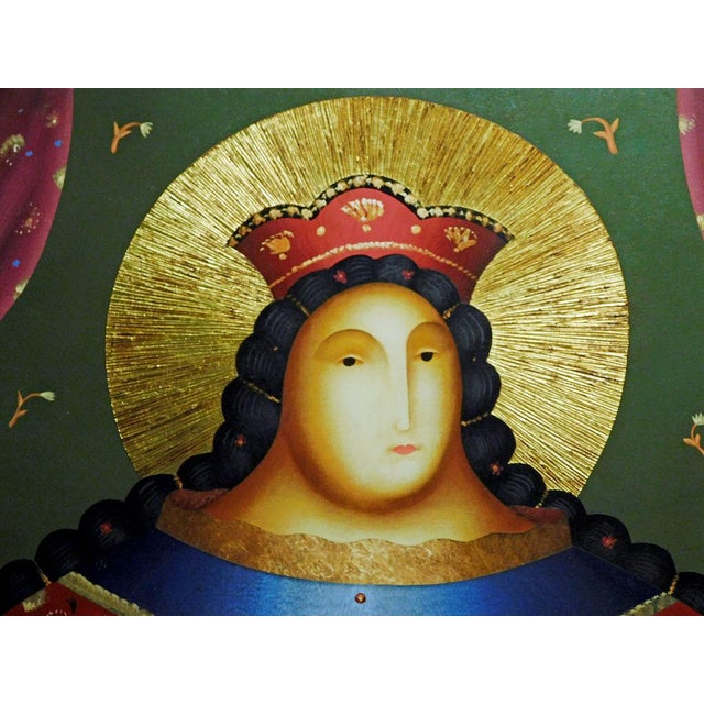 1990s Anton Arkhipov Madonna Christ Original Painting on Canvas Artist Framed Listed For Sale - Image 5 of 11