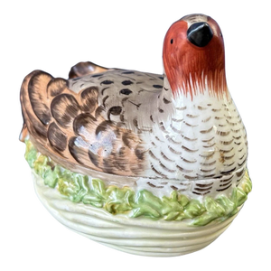 Vintage Mottahedeh Bird on Nest Lidded Figurine Stately Homes Sir Humphrey Trinkle Box
