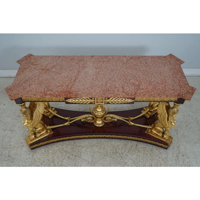 Traditional French Empire Full Winged Sphinx Marble Top Console For Sale - Image 3 of 12