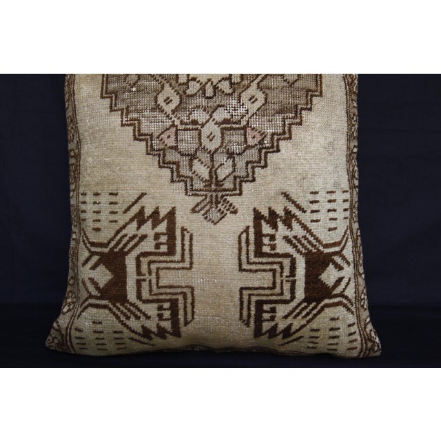 Boho Chic Classic Turkish Oushak Rug Lumbar Pillow – Handwoven Vintage Rug Cushion Case -19'' X 33'' For Sale - Image 3 of 10