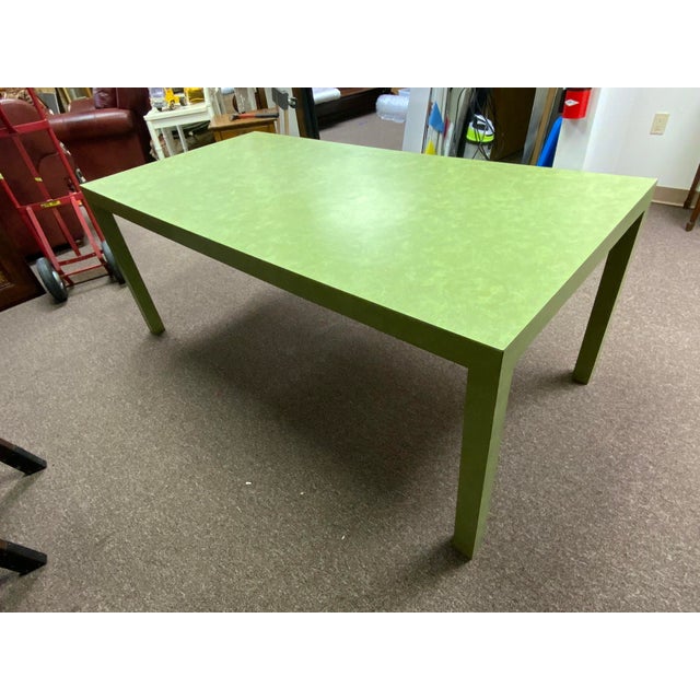 Postmodern Late 20th Century Ray Arthur Inc. Green Formica Parsons Table For Sale - Image 3 of 9