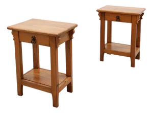 Vintage Oak Nightstands, France, 1960s, Set of 2