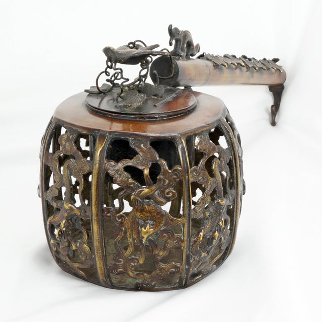 Bronze Japanese Yatate Bronze Inkwell, Brush Holder For Sale - Image 8 of 13