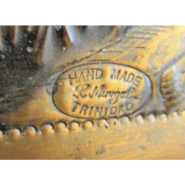 1950s High Relief Copper Repousse Wall Art of Woman With Basket by R. Mungal Trinidad For Sale - Image 4 of 8