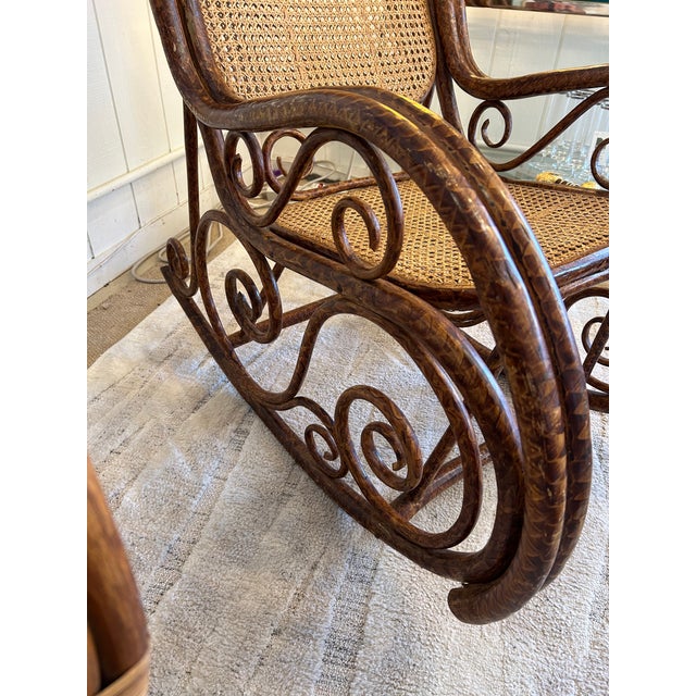Traditional Rattan and Double Caned Rocking Chair For Sale - Image 3 of 12